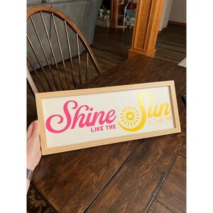 DOLLY PARTON Shine Like The Sun Framed Wall Decor 8x20 Pink Yellow w/ Hooks NWT